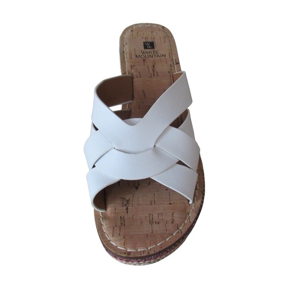 White Mountain Samwell Platform Wedge Sandals White 9.5 Boho Woven Colorful - Picture 3 of 11